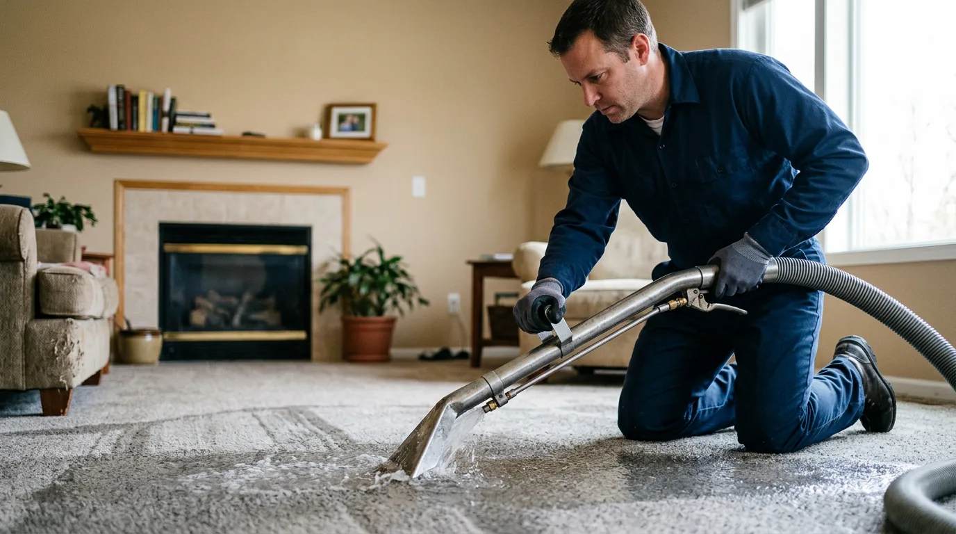 Water damage restoration technician working near Scranton, KS